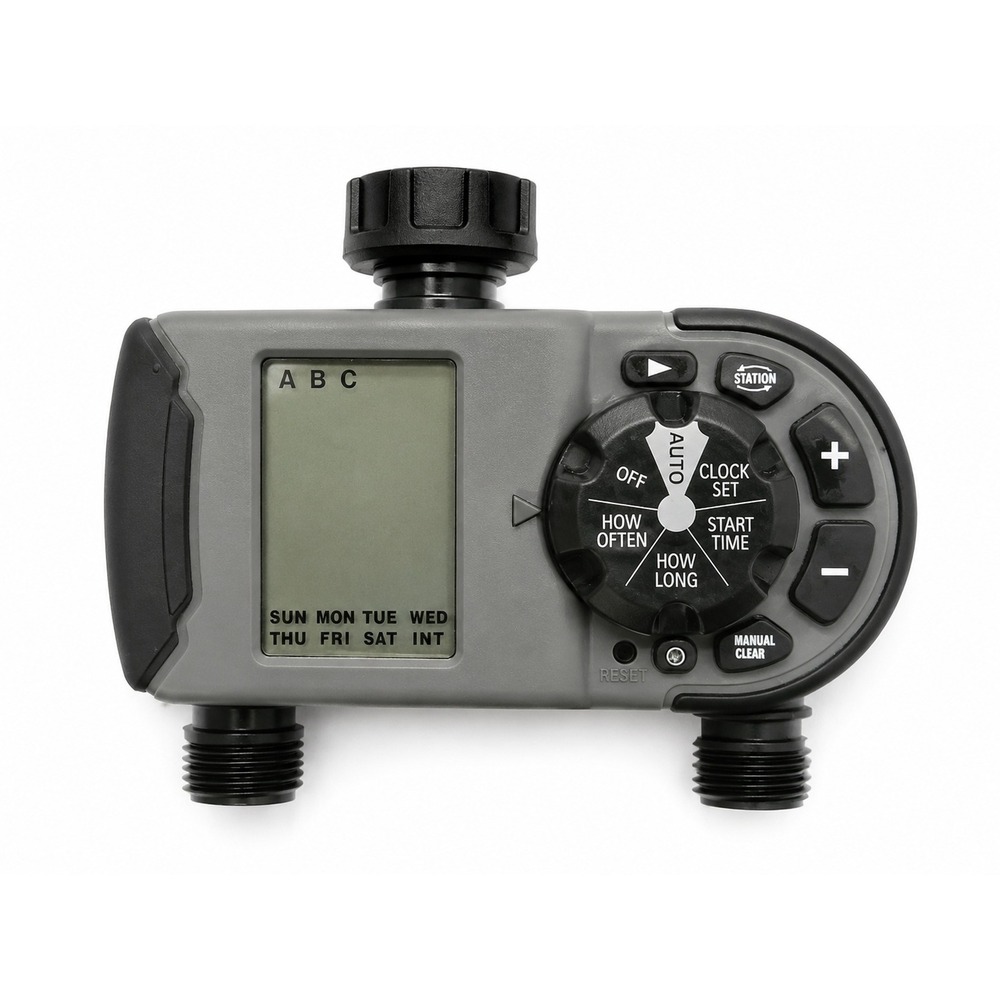 Orbit 56544 2-Outlet Digital Hose Faucet Timer Gray Black Irrigation Controller